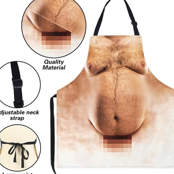 Novelty Apron with Hairy Chest Design - Picture 3 of 4